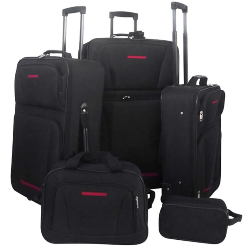 vidaXL Juego de maletas de viaje 5 piezas negro vidaXL Juego de maletas de viaje 5 piezas negro