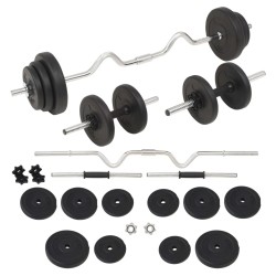 vidaXL Juego de pesas 30 kg barra y mancuernas