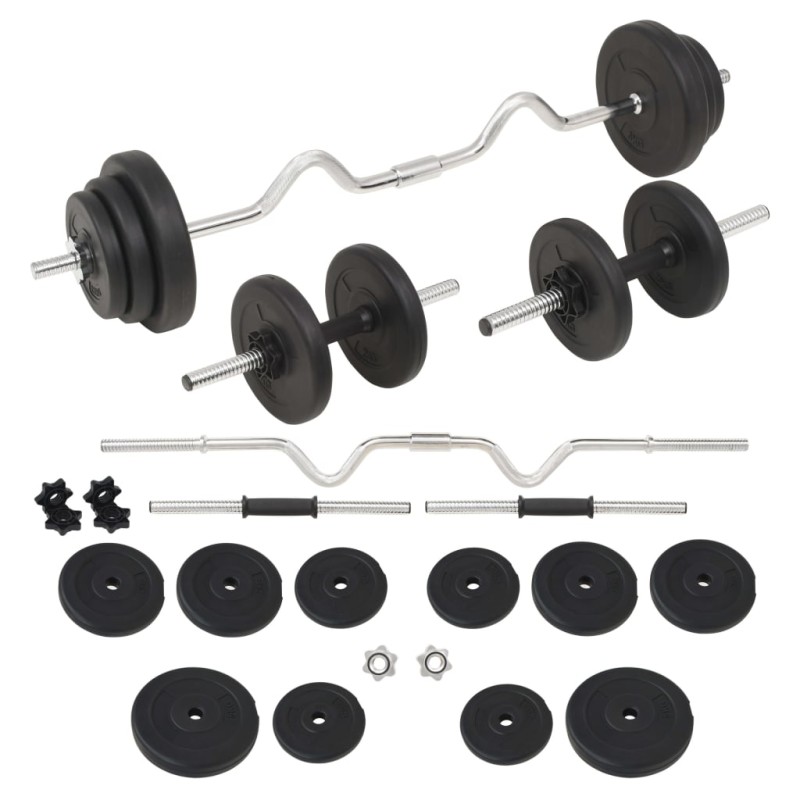 vidaXL Juego de pesas 30 kg barra y mancuernas vidaXL Juego de pesas 30 kg barra y mancuernas