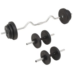 vidaXL Juego de pesas 30 kg barra y mancuernas