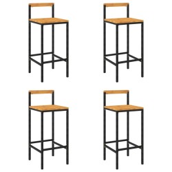 vidaXL Taburetes altos 4 uds madera de acacia y ratán sintético negro
