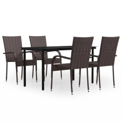 vidaXL Juego de comedor de jardín 5 piezas marrón y negro