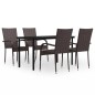 vidaXL Juego de comedor de jardín 5 piezas marrón y negro vidaXL Juego de comedor de jardín 5 piezas marrón y negro