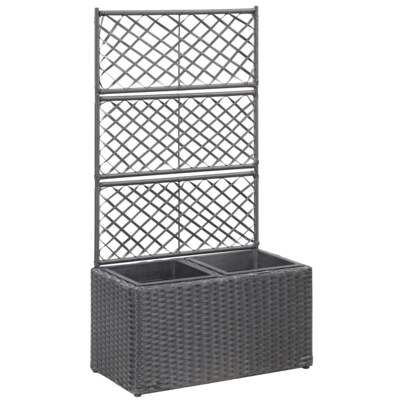 vidaXL Enrejado y arriate 2 macetas ratán sintético negro 58x30x107 cm vidaXL Enrejado y arriate 2 macetas ratán sintético negro 58x30x107 cm