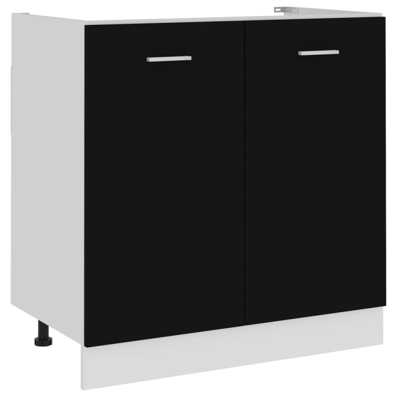 vidaXL Armario inferior fregadero contrachapada negro 80x46x81,5cm vidaXL Armario inferior fregadero contrachapada negro 80x46x81,5cm
