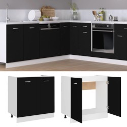 vidaXL Armario inferior fregadero contrachapada negro 80x46x81,5cm