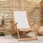 vidaXL Silla de playa plegable de madera maciza de teca crema vidaXL Silla de playa plegable de madera maciza de teca crema