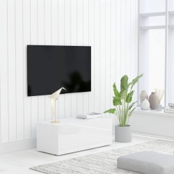 vidaXL Mueble TV madera contrachapada blanco brillante 80x34x30 cm