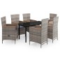 vidaXL Juego de comedor de jardín 7 piezas con cojines gris vidaXL Juego de comedor de jardín 7 piezas con cojines gris