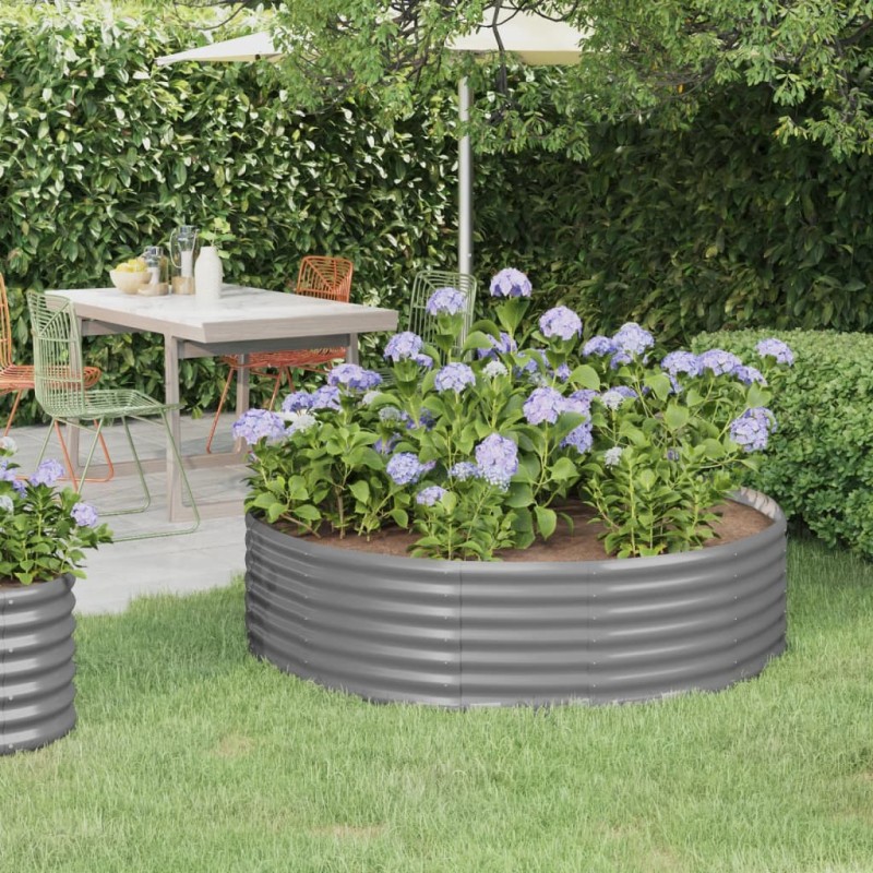 vidaXL Jardinera arriate acero recubrimiento polvo gris 140x140x36 cm vidaXL Jardinera arriate acero recubrimiento polvo gris 140x140x36 cm