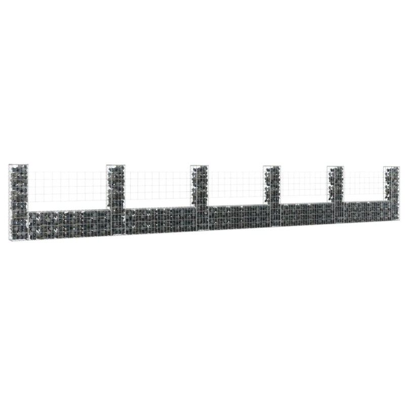 vidaXL Cesta de gaviones forma de U 6 postes de hierro 620x20x100 cm vidaXL Cesta de gaviones forma de U 6 postes de hierro 620x20x100 cm