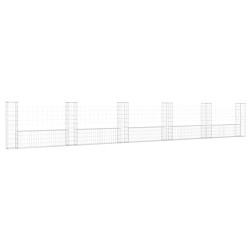 vidaXL Cesta de gaviones forma de U 6 postes de hierro 620x20x100 cm