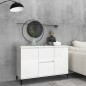 vidaXL Aparador de madera contrachapada blanco brillante 104x35x70 cm