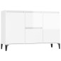 vidaXL Aparador de madera contrachapada blanco brillante 104x35x70 cm
