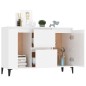 vidaXL Aparador de madera contrachapada blanco brillante 104x35x70 cm