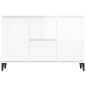 vidaXL Aparador de madera contrachapada blanco brillante 104x35x70 cm