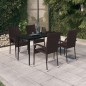 vidaXL Juego de comedor de jardín 5 piezas con cojines marrón y negro vidaXL Juego de comedor de jardín 5 piezas con cojines marrón y negro