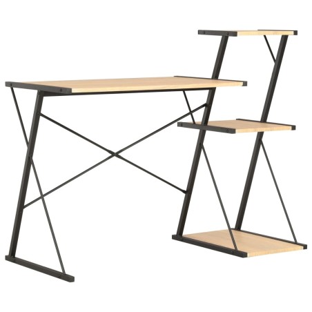 vidaXL Escritorio con estantería negro y roble 116x50x93 cm