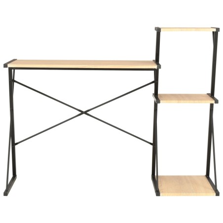 vidaXL Escritorio con estantería negro y roble 116x50x93 cm