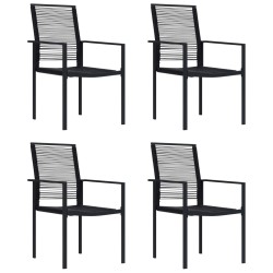 vidaXL Sillas de jardín 4 unidades ratán de PVC negro