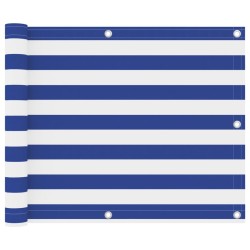 vidaXL Toldo para balcón tela oxford blanco y azul 75x500 cm