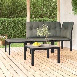 vidaXL Mesa de centro de jardín DPC y acero gris 55x55x31 cm