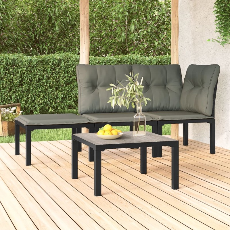 vidaXL Mesa de centro de jardín DPC y acero gris 55x55x31 cm vidaXL Mesa de centro de jardín DPC y acero gris 55x55x31 cm