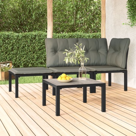 vidaXL Mesa de centro de jardín DPC y acero gris 55x55x31 cm