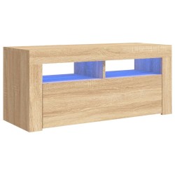 vidaXL Mueble de TV con luces LED roble Sonoma 90x35x40 cm