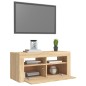 vidaXL Mueble de TV con luces LED roble Sonoma 90x35x40 cm