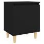 vidaXL Mesita de noche con patas de madera maciza negra 40x30x50 cm vidaXL Mesita de noche con patas de madera maciza negra 40x30x50 cm