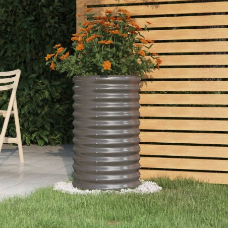 vidaXL Jardinera de acero con recubrimiento en polvo gris 40x40x68 cm