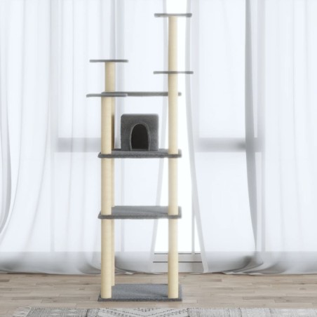 vidaXL Rascador para gatos con postes de sisal gris claro 171 cm
