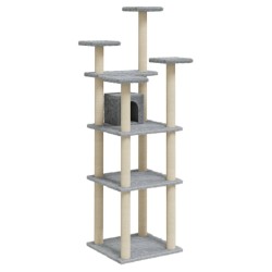 vidaXL Rascador para gatos con postes de sisal gris claro 171 cm