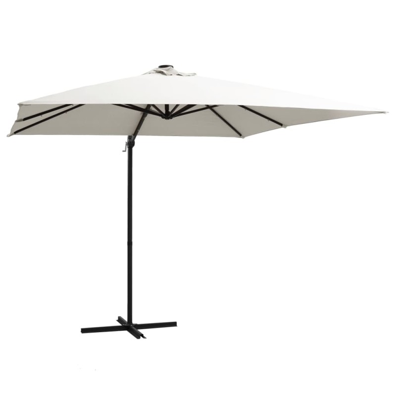 vidaXL Sombrilla voladiza con luces LED y poste acero arena 250x250 cm vidaXL Sombrilla voladiza con luces LED y poste acero arena 250x250 cm