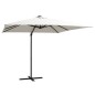 vidaXL Sombrilla voladiza con luces LED y poste acero arena 250x250 cm vidaXL Sombrilla voladiza con luces LED y poste acero arena 250x250 cm