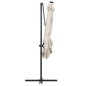 vidaXL Sombrilla voladiza con luces LED y poste acero arena 250x250 cm vidaXL Sombrilla voladiza con luces LED y poste acero arena 250x250 cm
