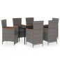vidaXL Juego de comedor de jardín 7 piezas con cojines gris vidaXL Juego de comedor de jardín 7 piezas con cojines gris