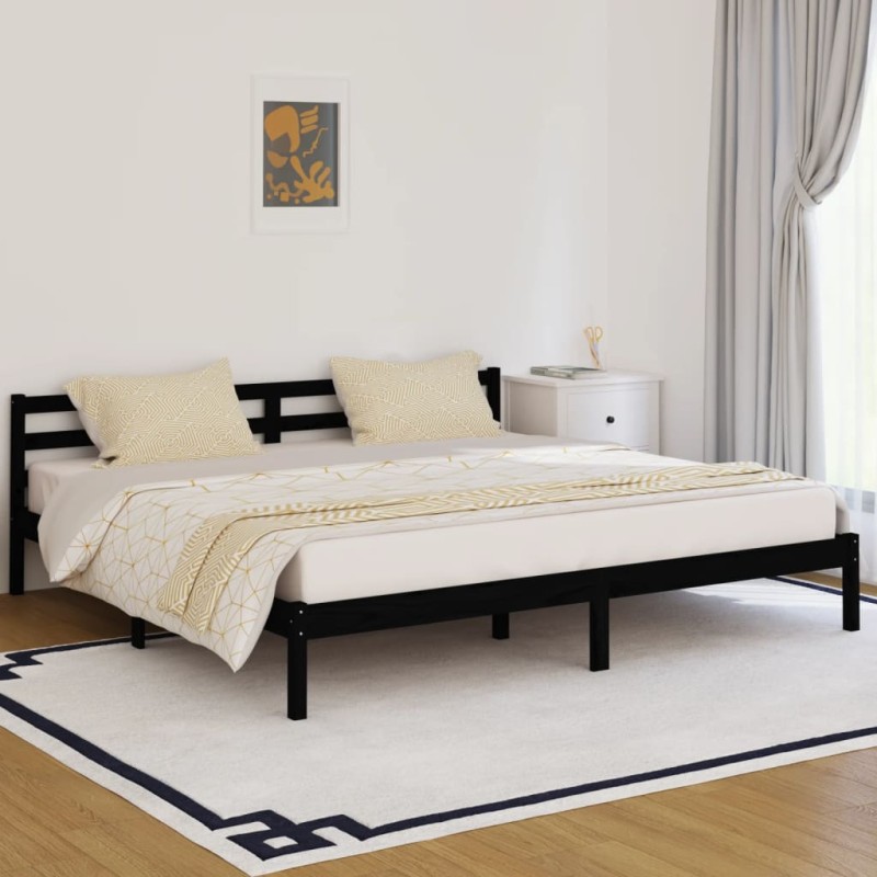 vidaXL Estructura de cama madera maciza de pino negro 200x200 cm vidaXL Estructura de cama madera maciza de pino negro 200x200 cm