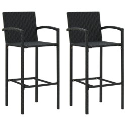 vidaXL Taburetes de cocina 2 unidades ratán sintético negro