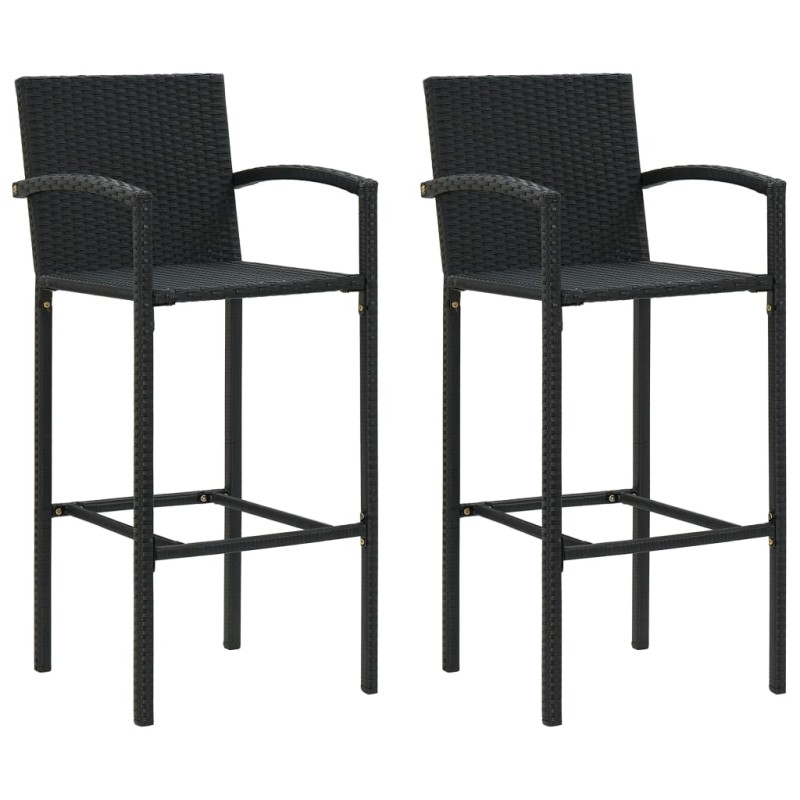 vidaXL Taburetes de cocina 2 unidades ratán sintético negro vidaXL Taburetes de cocina 2 unidades ratán sintético negro
