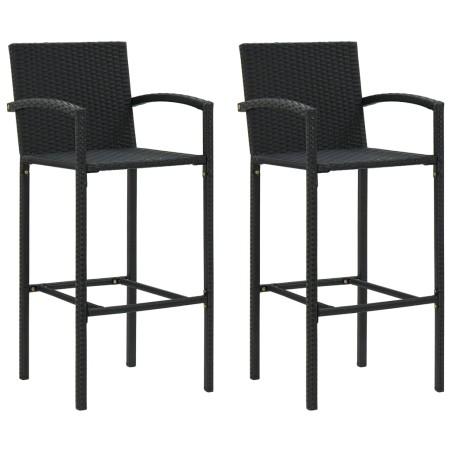 vidaXL Taburetes de cocina 2 unidades ratán sintético negro
