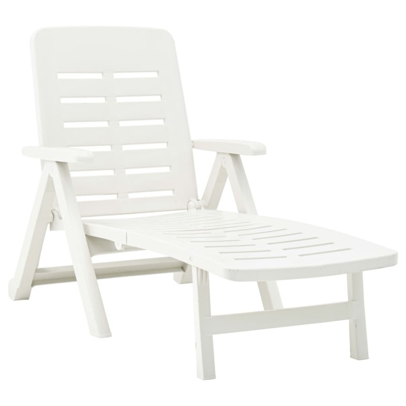 vidaXL Tumbona plegable de plástico blanco vidaXL Tumbona plegable de plástico blanco