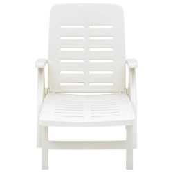 vidaXL Tumbona plegable de plástico blanco