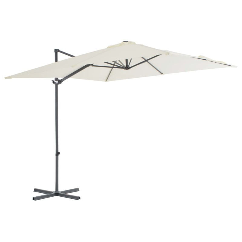 vidaXL Sombrilla voladiza con poste de acero 250x250 cm arena vidaXL Sombrilla voladiza con poste de acero 250x250 cm arena