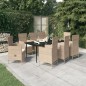 vidaXL Juego de comedor de jardín 9 piezas con cojines beige vidaXL Juego de comedor de jardín 9 piezas con cojines beige