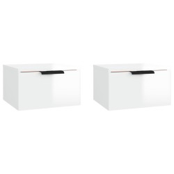 vidaXL Mesitas de noche de pared 2 uds blanco brillante 34x30x20 cm