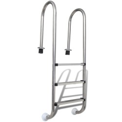 vidaXL Escalera de piscina 3 peldaños acero inoxidable 304 120 cm 