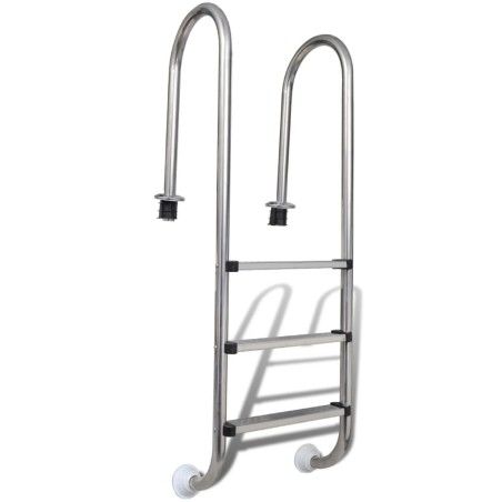 vidaXL Escalera de piscina 3 peldaños acero inoxidable 304 120 cm 