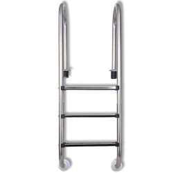 vidaXL Escalera de piscina 3 peldaños acero inoxidable 304 120 cm 